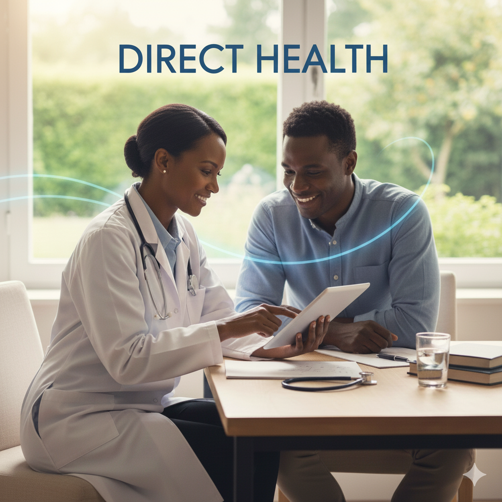 A doctor showing a patient their health plan on a tablet