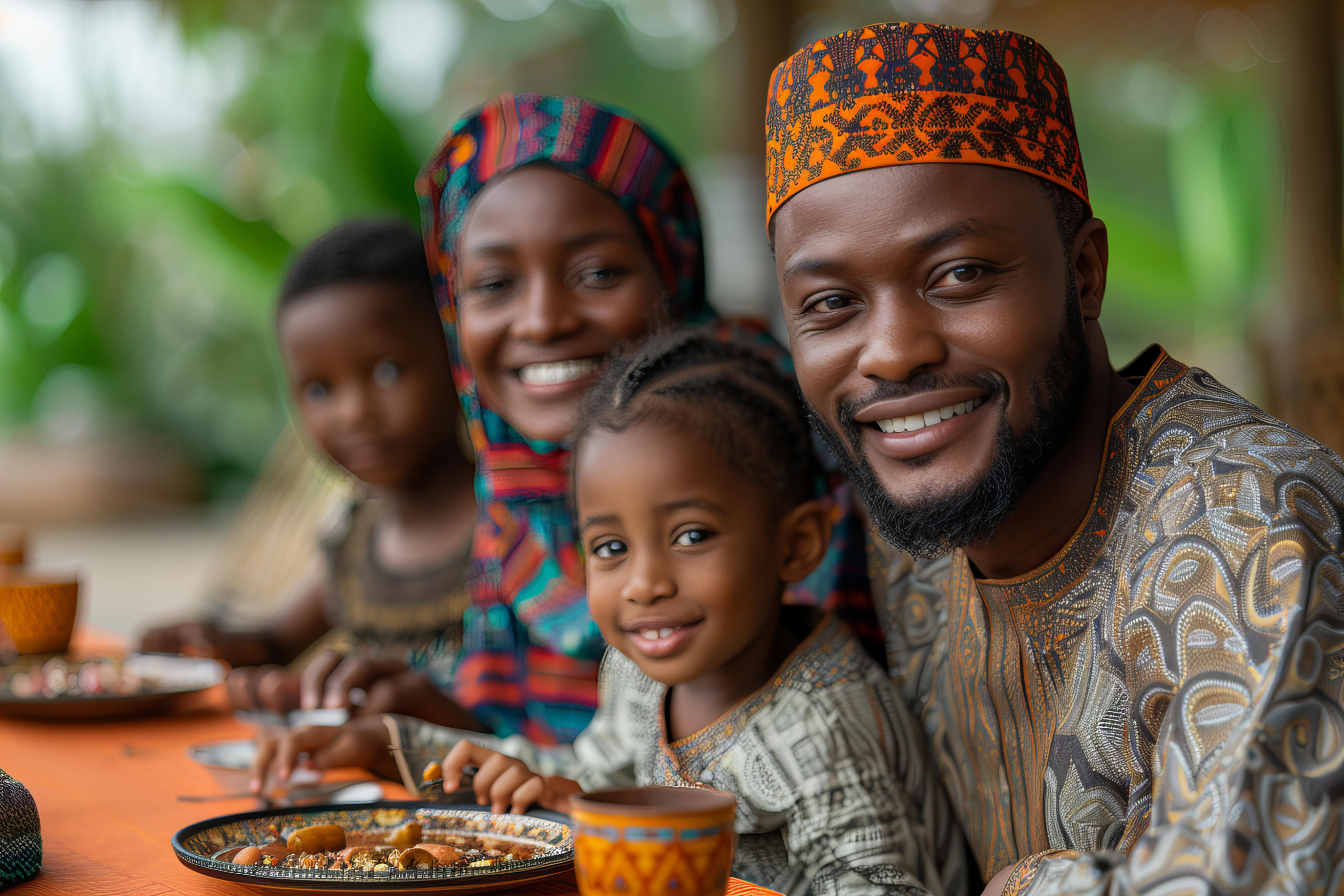 A family enjoying a meal together