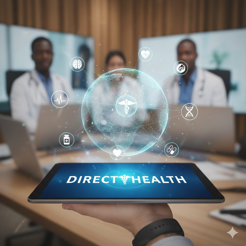 A holographic display of connected health data over a tablet